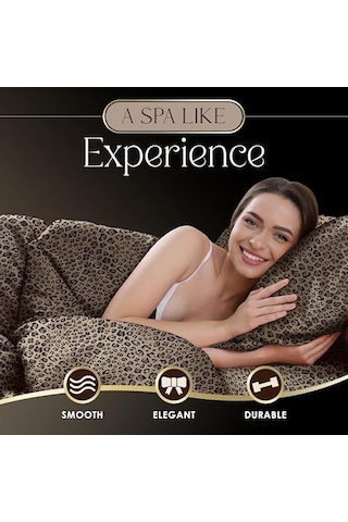 Elegance Seduction 1s51594 Saten İpeksi Derin Cep Kolay Bakım Makinede Yıkanabilir 1 Lastikli Çarşaf 1 Düz Çarşaf Ve 2 Yastık Kılıfı King Boy 4 Parça Leopar Hayvan Baskılı Çarşaf Seti, Kral, 50 x 22