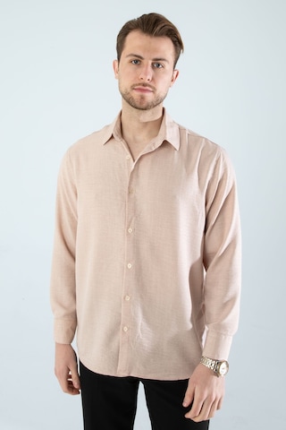 Rahat Kesim Keten Dokulu Gömlek Vizon