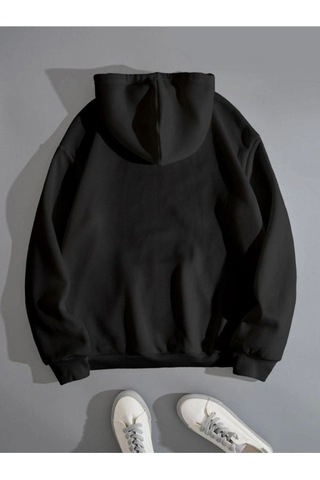 San Diego California Sweatshirt - Siyah Baskılı Oversize Kışlık Kalın Kapüşonlu Siyah