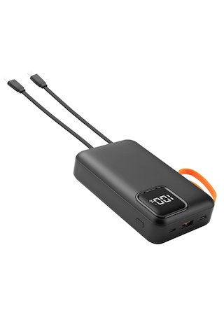 20.000 Mah Mini Kablolu Hızlı Powerbank 22w Pd Quick Fast Taşınabilir Şarj Cihazı Siyah