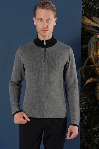 Efor Tr 859 Slim Fit Siyah Klasik Triko Siyah