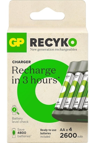 Gp B441 Usb Pil Şarj Cihazı 4 Adet 2600mah Aa Kalem Pilli Set