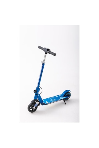 Mini Bonito Çocuk Katlanabilir, Led Işıklı, Amortisörlü Elektrikli Scooter Ayarlanabilir Direksiyonlu Dizlik Ve Dirseklik Hediyedir Mavi