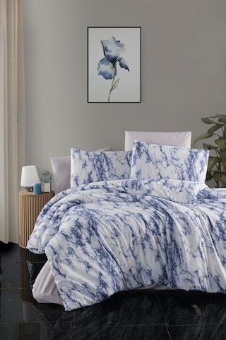 Mulberry Marble Çift Kişilik Nevresim Takımı 4 Parça 200x220 Mavi