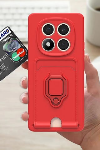 Uray Store Xiaomi Redmi Note 14 Pro Plus Kılıf Zuma Kartvizitli Yüzüklü Silikon - Siyah