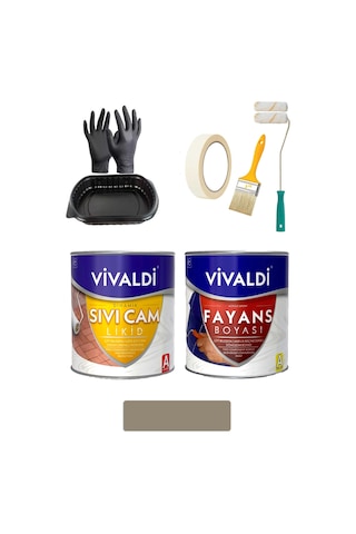Fayans Boyası Sıvı Cam Ve Uygulama Seti Tezgah,mermer,banyo,mutfak Boyama Seti Cesurtoprak 1 Lt 1 L