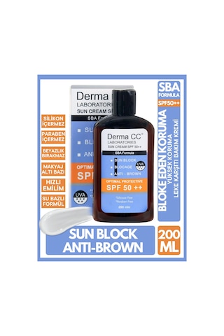 Derma Cc Sun Block Güneş Kremi SPF50++ 200 ML