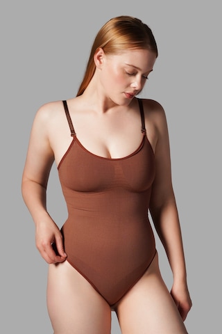 Fit Women Çıtçıtlı String Body Korse 9052 Kahverengi