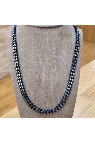 Erkek Otantik Çelik Gurmet Zincir Kolye 9131 Lacivert