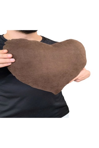 Ruxwoiw Kalp Yastığı %100 Pamuklu %100 Boncuk Elyaf - Kahverengi