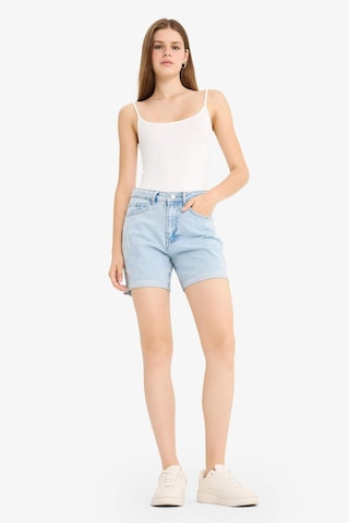 Defacto Boyfriend Yüksek Bel Duble Paça Jean Şort E0934ax25aunm39 Mavi