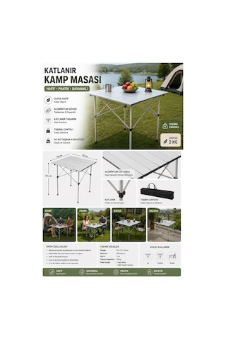 Katlanır Alüminyum Kamp Masası İnce, Hafif, Dayanıklı Ve Kolay Taşınabilir-70x70 Cm-gri Çok Renkli Katlanır Alüminyum Kamp Masası İnce, Hafif, Dayanıklı Ve Kolay Taşınabilir-70x70 Cm-gri Çok Renkli