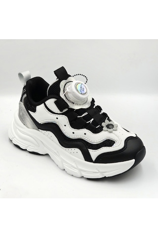 Lescon Jelly Siyah Beyaz Makara Bağcıklı Kız Çocuk Sneaker Spor Ayakkabı