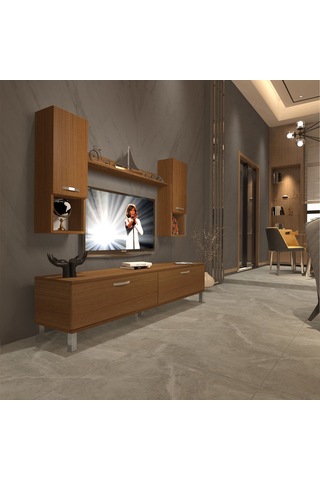 Decoraktiv Eko 5da Mdf Std Krom Ayaklı Tv Ünitesi Tv Sehpası Ceviz