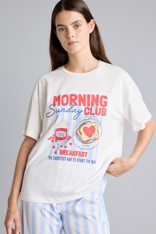 Defacto Regular Fit Kısa Kollu Baskılı Çizgili 2li Pijama Takımı I8337ax26aube250 Mavi-be250