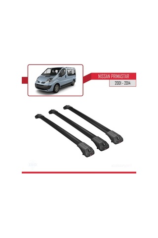Nissan Primastar 2001-2014 Arası İle Uyumlu Ace-1 Ara Atkı Tavan Barı Siyah 3 Adet Bar