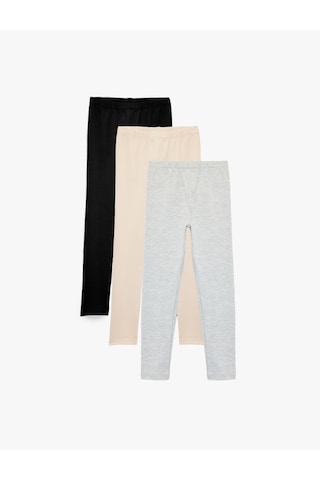 Koton Beli Lastikli Basic 3'lü Tayt Seti Siyah 6wkg40121ak