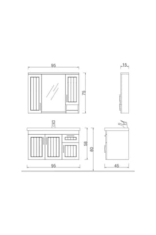 Denko Lotus 100 Cm Mdf Üzeri Lake Banyo Takımı Ve Boy Dolabı Çok Renkli
