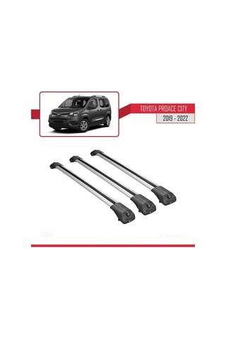 Toyota Proace City 2019-2022 Arası İle Uyumlu Ace-1 Ara Atkı Tavan Barı Gri 3 Adet Bar