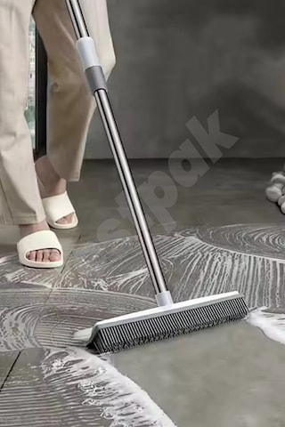 Çekpaslı Kauçuk Yer Fırçası - Kolay Temizlenir - Kirlenmez Fırça - Silikon Süpürge
