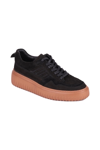 Shoetyle - Siyah Hakiki Süet Bağcıklı Erkek Sneaker 115-k502-1332 Siyah