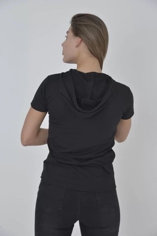 Valensdesign Kapşonlu Slim Fit T-shirt - Siyah