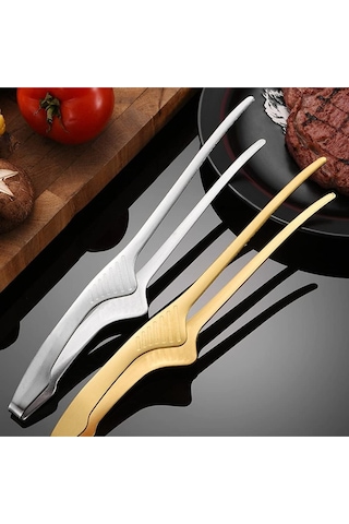 Sihirli Şef Cımbız Maşası Hijyenik - Yere Temas Etmez Kirletmez Özellikli 23 Cm - Gümüş
