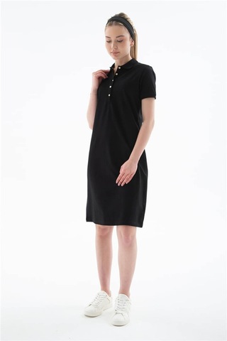 Fashion Friends Polo Yaka Siyah Kadın Elbise 26y0499k1