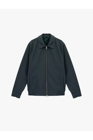 Koton Regular Fit Uzun Kollu Cepli Gömlek Yaka Fermuarlı Fitilli Bomber Ceket Mavi 6sam20002hk Mavi