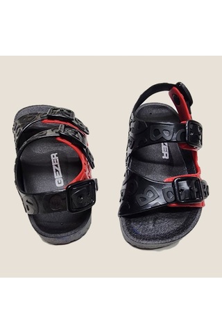 Günlük Kaydırmaz Taban Çift Tokalı Ayarlanabilir Harfli Deniz,plaj,havuz Sandaleti Siyah