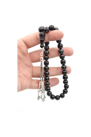 Hakiki Küre Kesim Doğal Oltu Taşı Tesbih 003 İri Boy