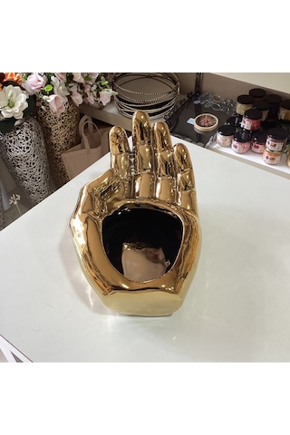 Dekoratif Biblo El Seramik Gold Renk