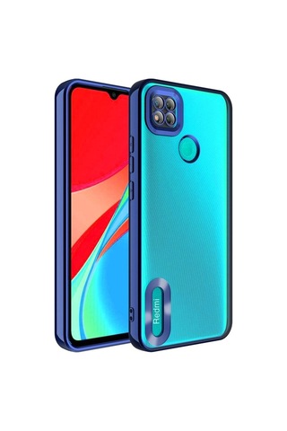 Xiaomi Redmi 9c Kılıf Kamera Korumalı Logo Gösteren Zore Omega Kapak Lacivert