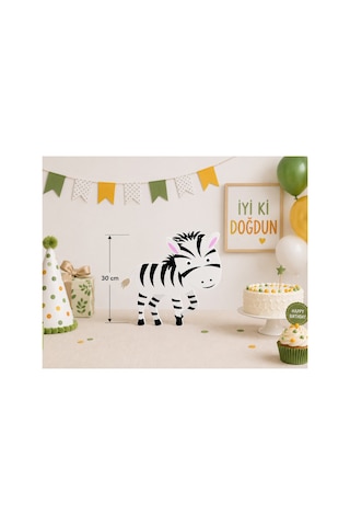 30 Cm Zebra Figür 3mm Foreks Baskı Çocuk Odası, Doğum Günü Ve Parti Dekoru Sürpriz Hediyeli Diğer