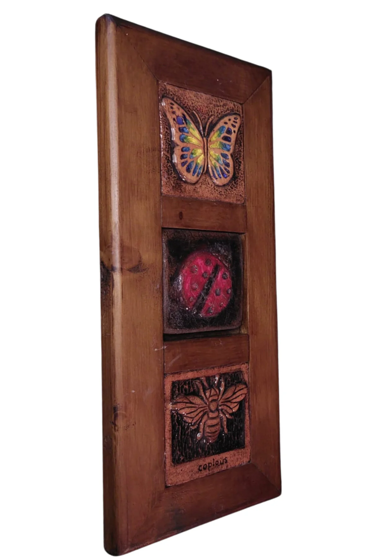 Şans Sembollü Seramik Ve Ahşap Elyapımı Handmade Pano 36x15x2,5cm Çerçeveli
