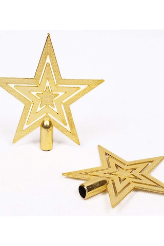 14 Cm Yılbaşı Çam Ağaçı Altın Tepe Yıldızı Yeni Yıl Metalik Tepe