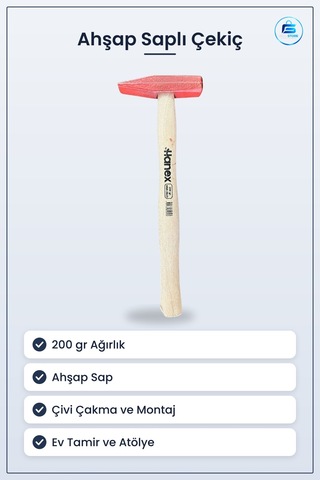 Çekiç 200 Gr Ahşap Saplı Manuel El Aleti Ev Tamir Onarım Atölye H
