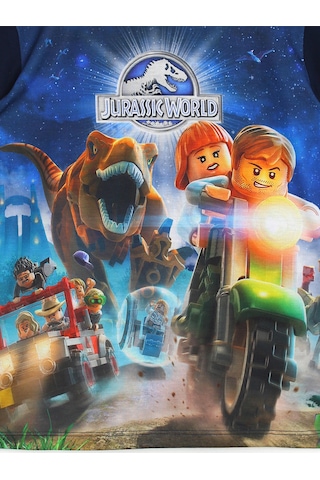 Dinazorlu Lego Jurassic World Oyun 3D Baskılı Kısa Kollu Yazlık Erkek Çocuk Tişört Lacivert
