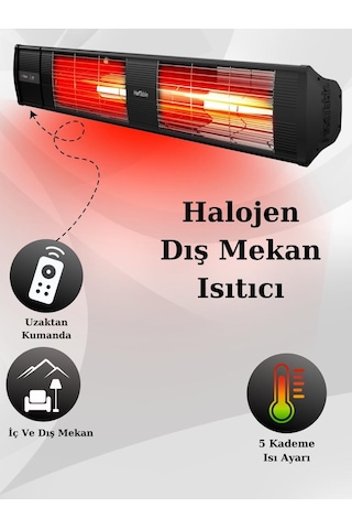 Hottable Supreme Plus 4000 W Su Geçirmez Uzaktan Kumandalı Isı Kademeli Infrared Dış Ortam Isıtıcı
