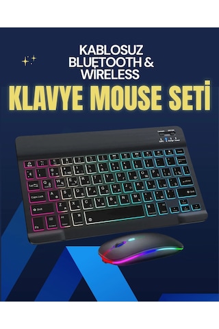 Mey Najmaddin Şık Ve Sessiz Tasarımlı Işıklı Klavye Mouse Seti Şarjlı, Wireless Najmaddin