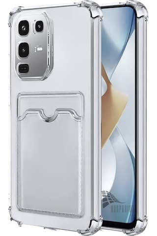 Infinix Note 50 Uyumlu Kartlıklı Kılıf - Köşe Korumalı Cüzdanlı Esnek Silikon Kapak - Şeffaf Şeffaf