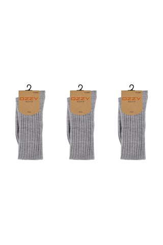 Ozzy Socks 3 Lü Kışlık Kadın Yünlü Uyku Çorabı Soft Touch Gri Renk Isı Tutucu Çorap Gri
