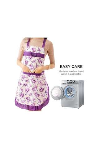 Ranyeek Kahve Rengi Mutfak Apronu, Peskir Dokusu, Yağa Ve Kirlik Dayanıklı, Çiçek Desenli, Askılı Tasarım, Ev Ve Restoran Kullanıma Uygun