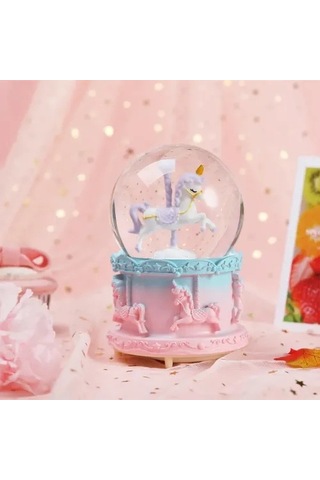 Dodes Orta Boy Işıklı Unicorn Kar Küresi
