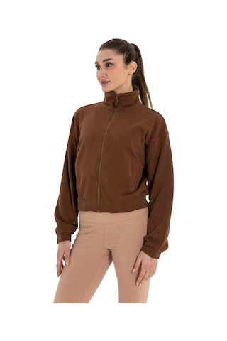 Inguz Dik Yaka Fermuarlı Sweatshirt Kahverengi
