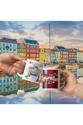 Danimarka Kupa Bardak 2 Adet Seyahat Hatıra Denmark Mug