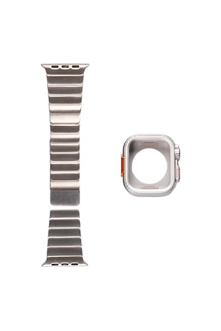Apple Uyumlu Watch 7 8 9 10 Serisi 45mm Kordon Ultra Model Kasa Koruyucu+baklalı Metal Kordo 126