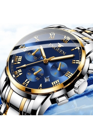 Novahub Fngeen 4006 Erkek Kuvars Saat, Siyah Deri, Çelik, Siyah Yüzey Çok Renkli Tasarım Çok Renkli