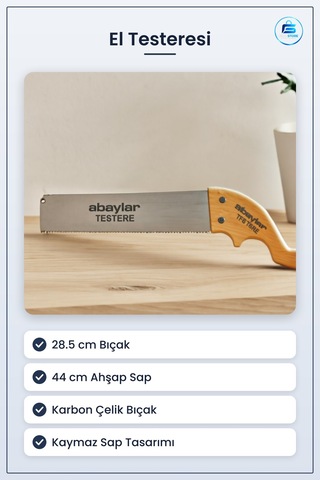 El Testeresi Ahşap Saplı 28.5 Cm Bıçak Sap 44 Karbon Çelik Tester