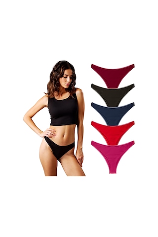Yohannes Club Yohannesclub, Kadın, Pamuklu Brazilian Basic Külot, Çok Renkli, 5'li Paket Çok Renkli
